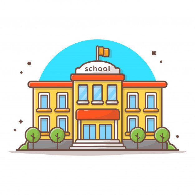 學(xué)校教學(xué)樓建筑卡通矢量插畫矢量圖素材